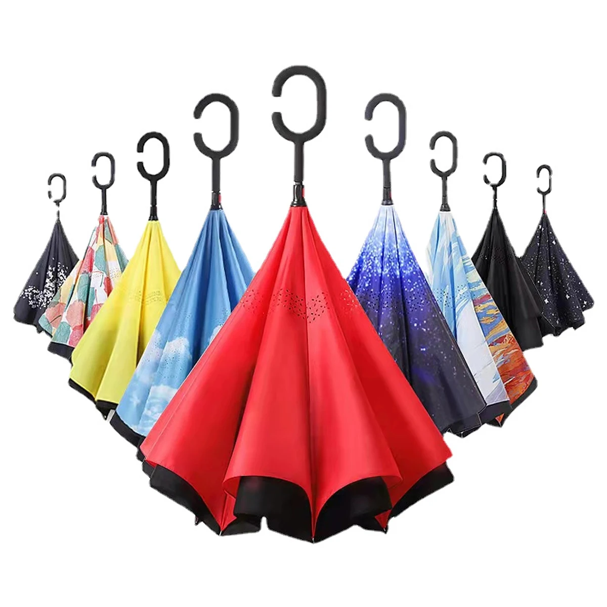 Polyester Double Layer Reverse Umbrella 1