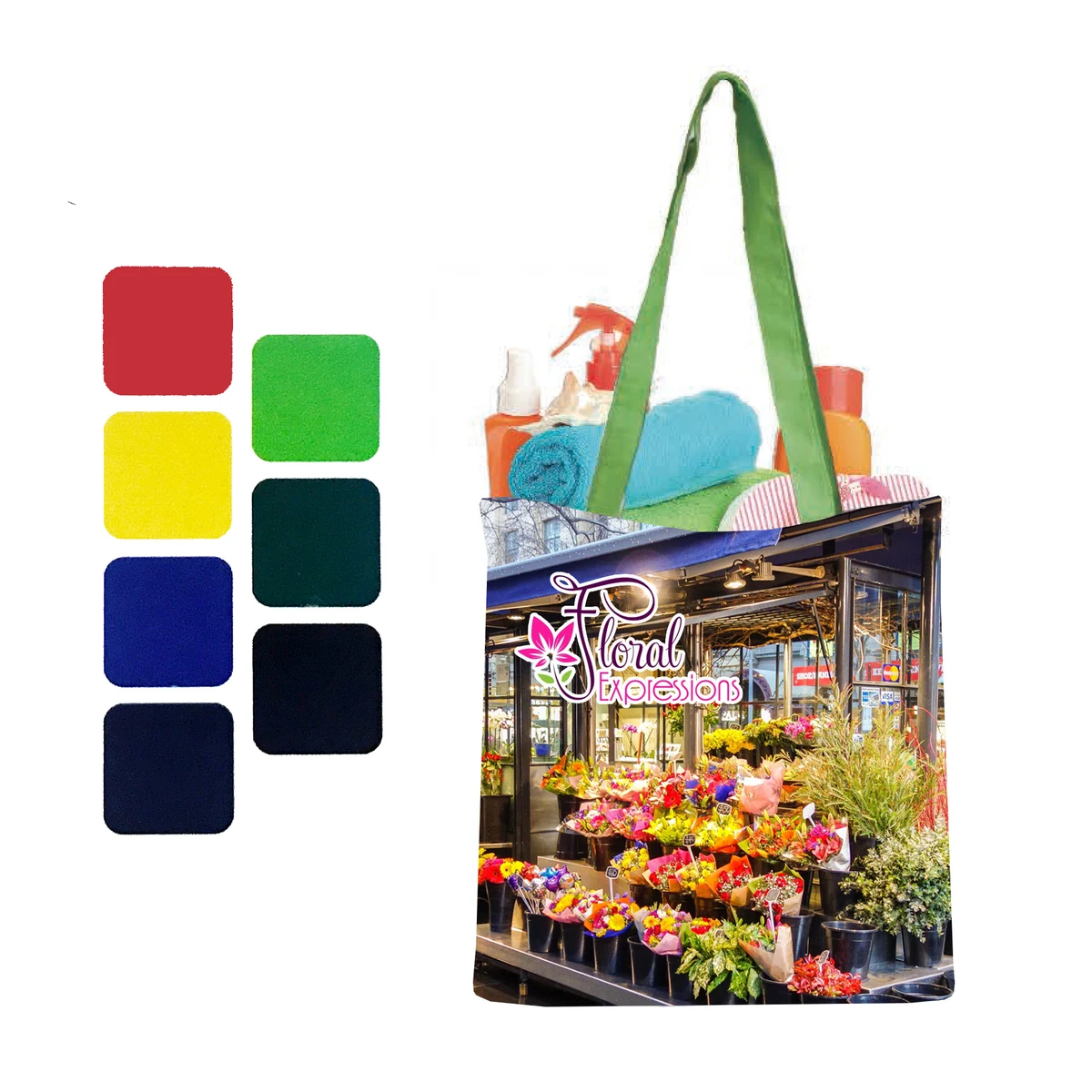 15" Open Tote with Color Handles 1