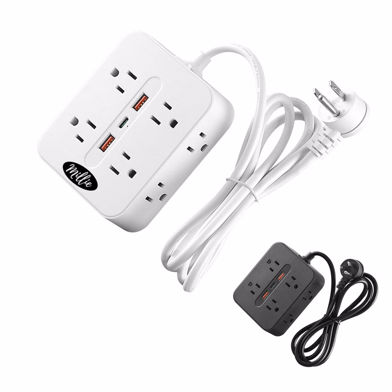 Surge Protection 8-Outlet Wall Extender w/ 3 USB Ports