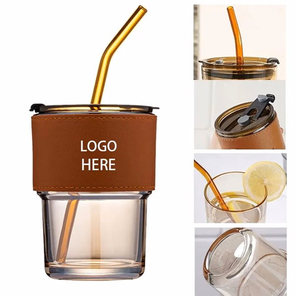 Custom 13.5 Oz Glass Double Wall Tumbler With Straw — Full-Color Travel Promo