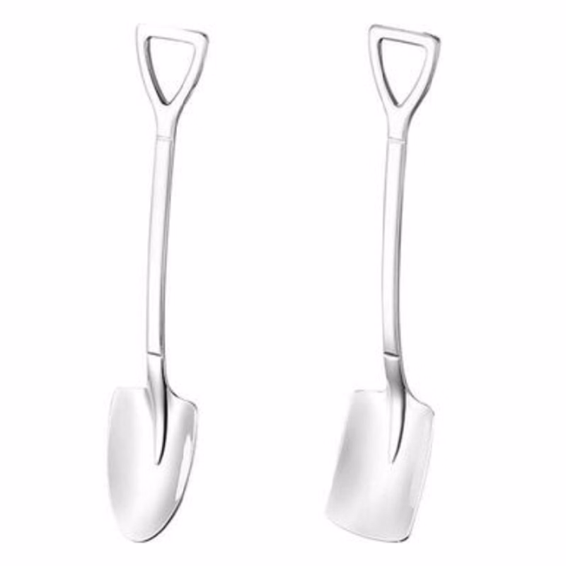 Creative 410 Stainless Steel Shovel Shaped coffe Ice cream Dessert Spoon