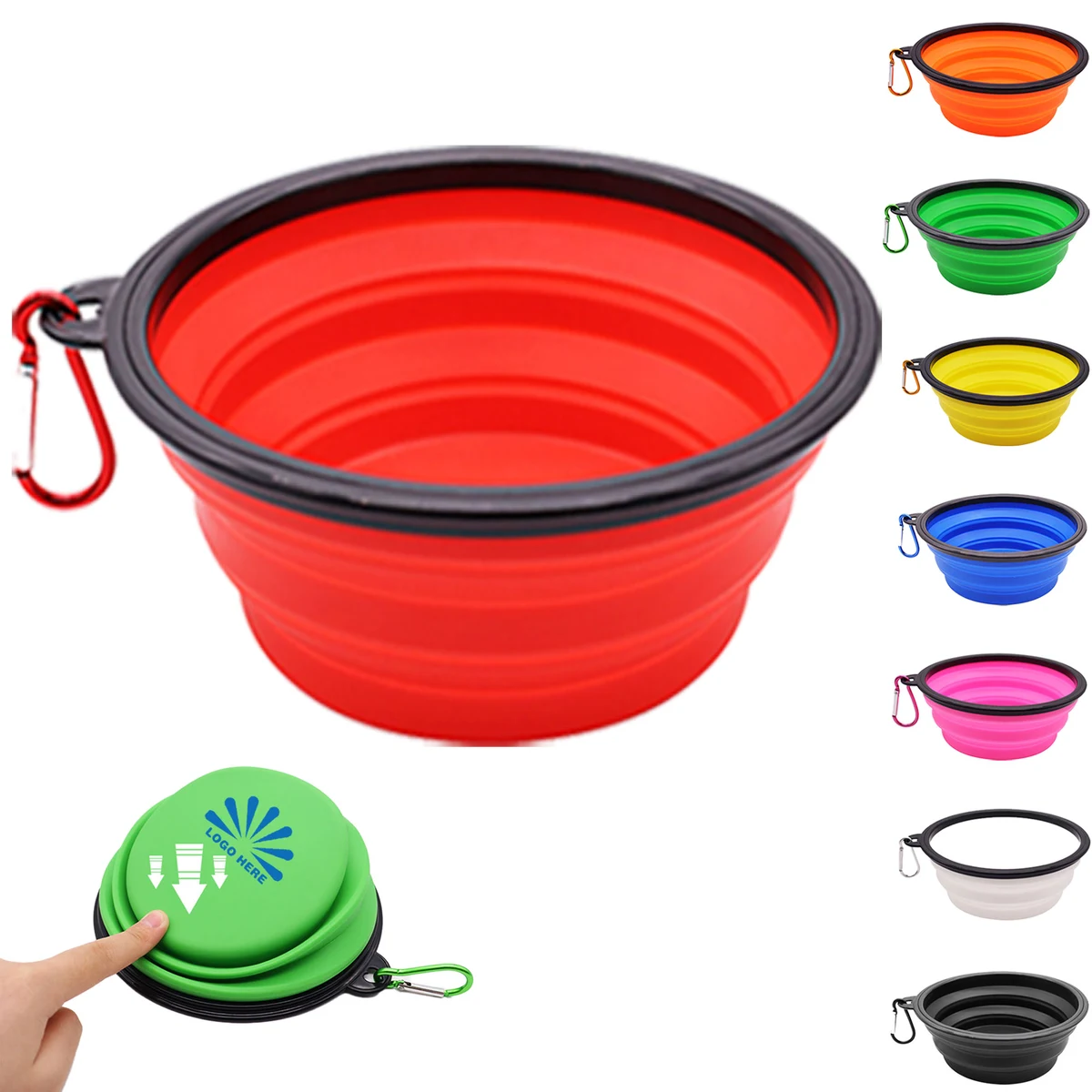 Collapsible Dog Bowls with Carabiner Clip 1