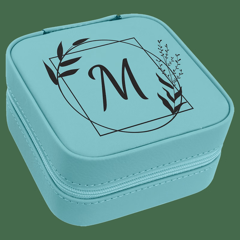 4" X 4" Teal Leatherette Travel Jewelry Box with Black Lining