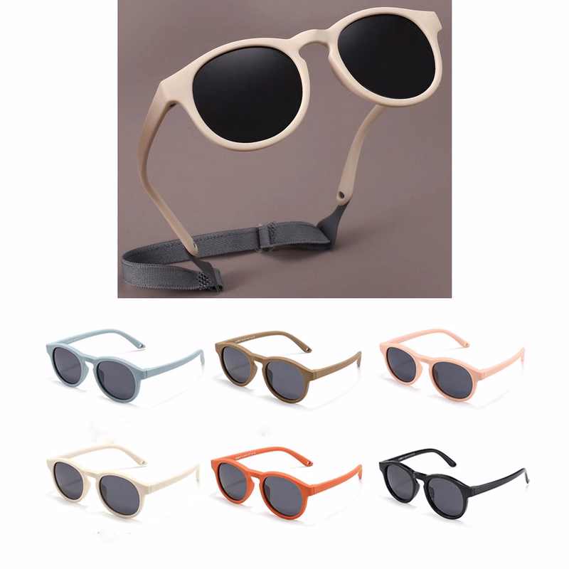 Kids Boys Girls Toddler Sunglasses With Strap Flexible Frame