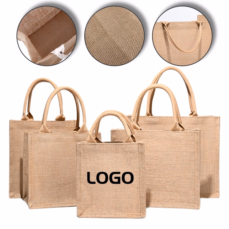 Eco-Friendly Jute Shopping Bag with Padded Cotton Handles