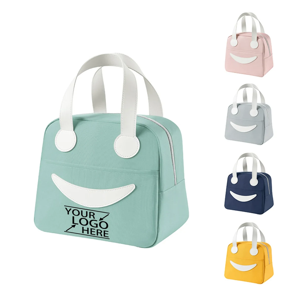 Smiley Face Oxford Cloth Insulated Tote Bag 1