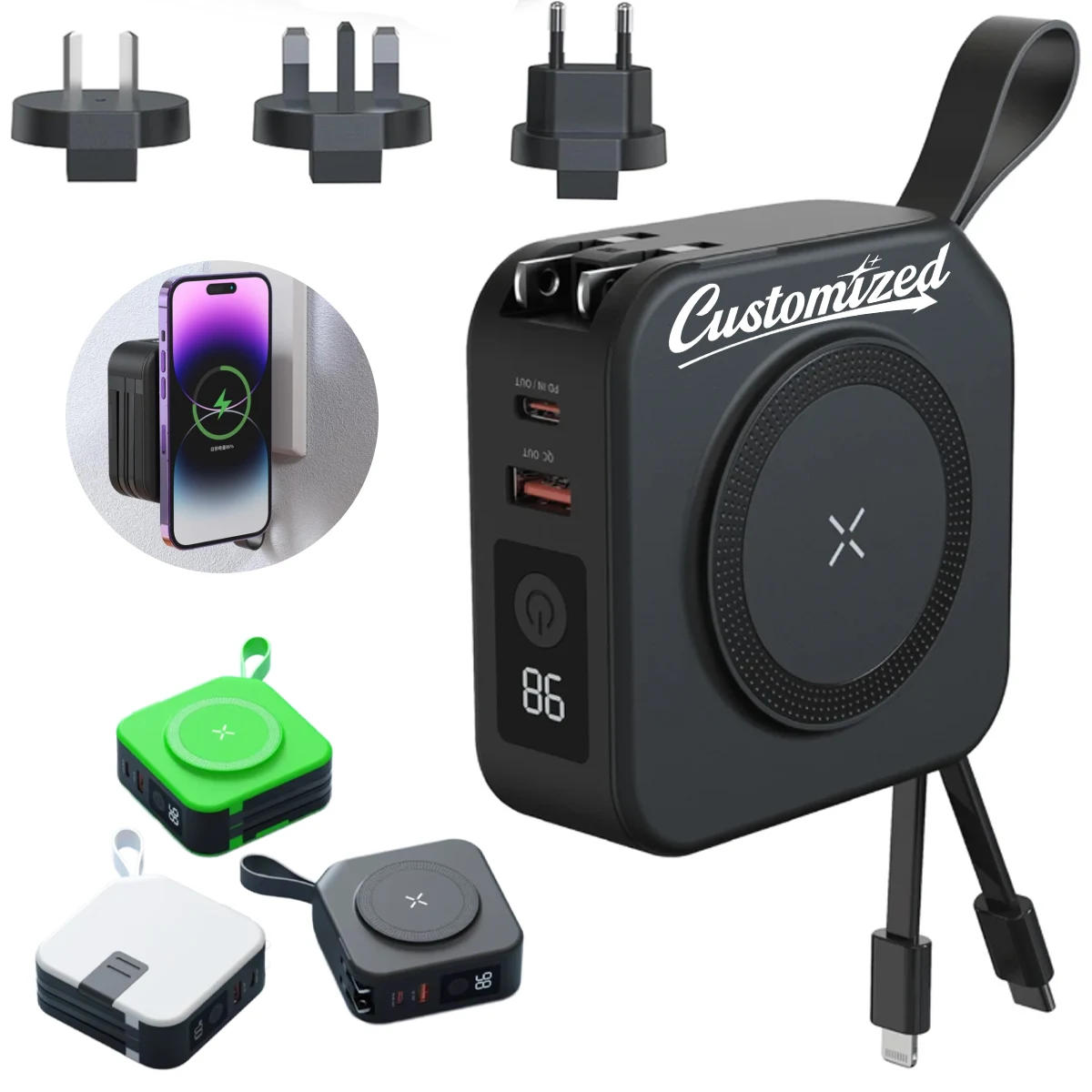 Multi-Function Wireless Charger W/ Wall Plug and Phone Stand 1