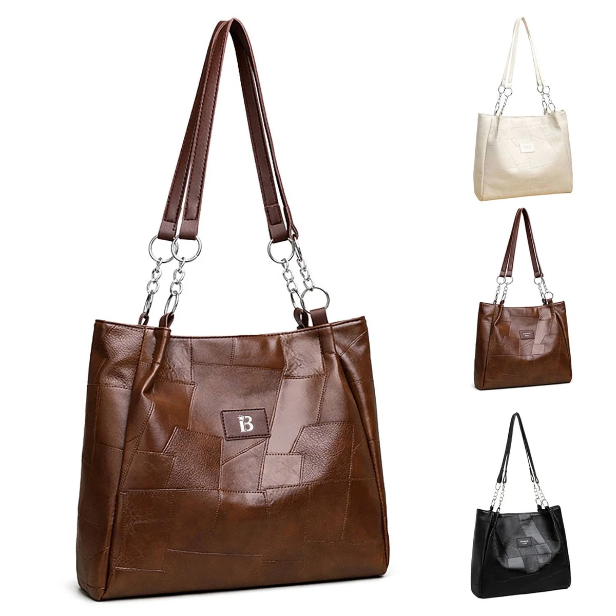 High-End Pu Large-Capacity Single-Shoulder Commuter Tote Bag, custom tote bag with logo imprint 1