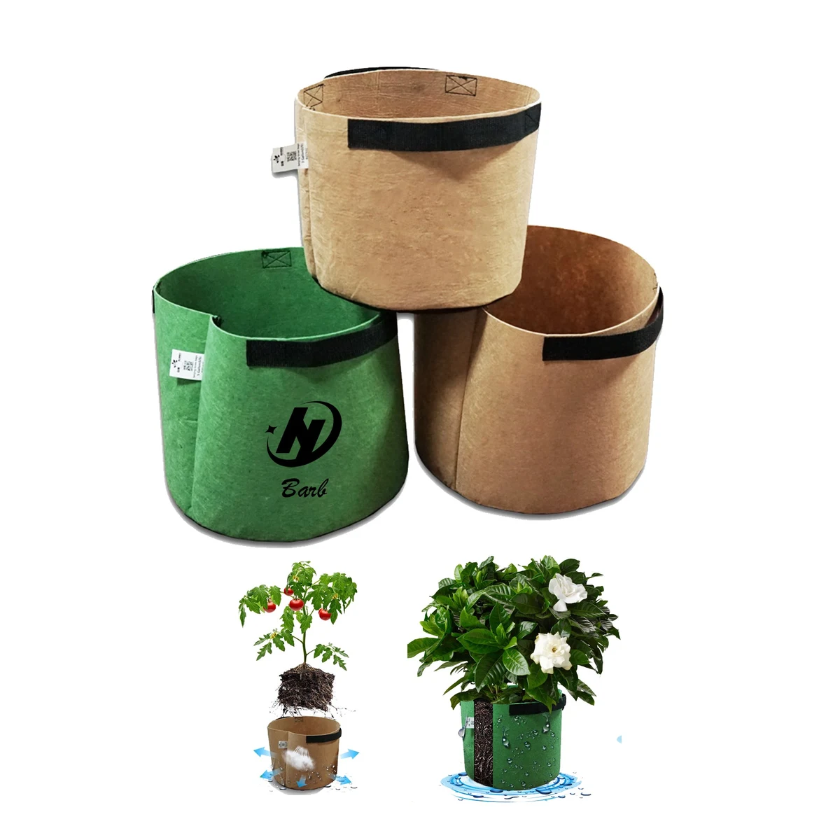 2 Gallon Non-Woven Fabric Plant Grow Bags with Handles 1