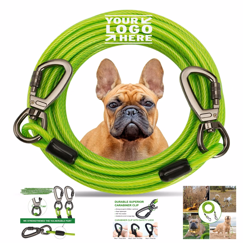 10/20/30/ 50FT Long Dog Runner Leash Tie Out Cable Yard Heavy Duty Chains