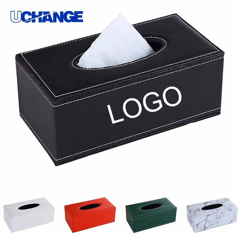 PU Leather Tissue Box Cover Decorative Holder for Home & Office