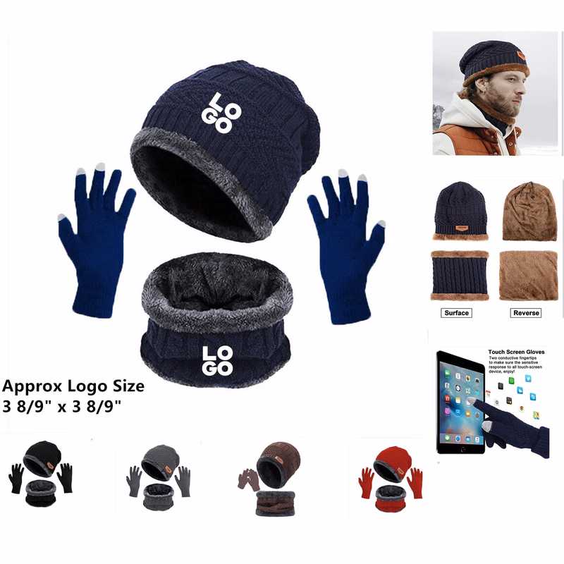 Winter Hat Scarf Touch Screen Gloves Set