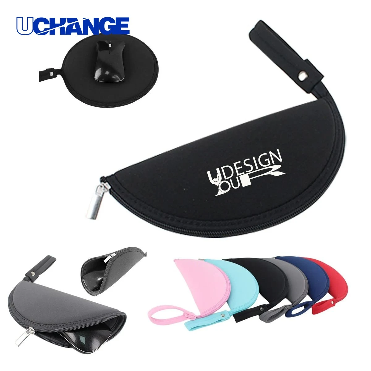 Round Zipper Mouse Pad Bag Organizer 1
