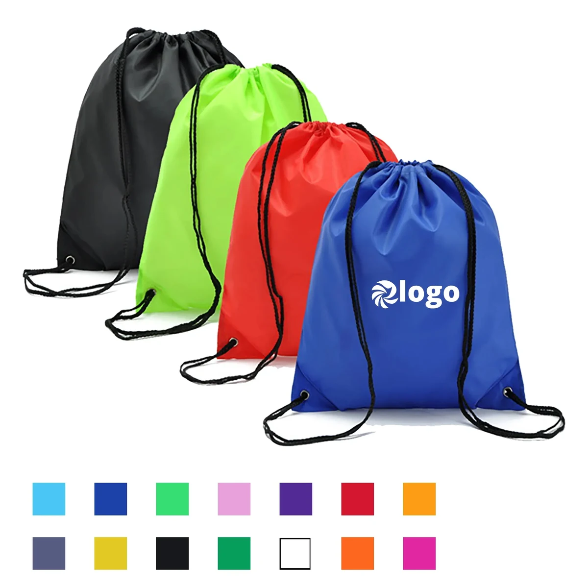 14"x17" 210DPolyester Drawstring Bag String Backpack 1