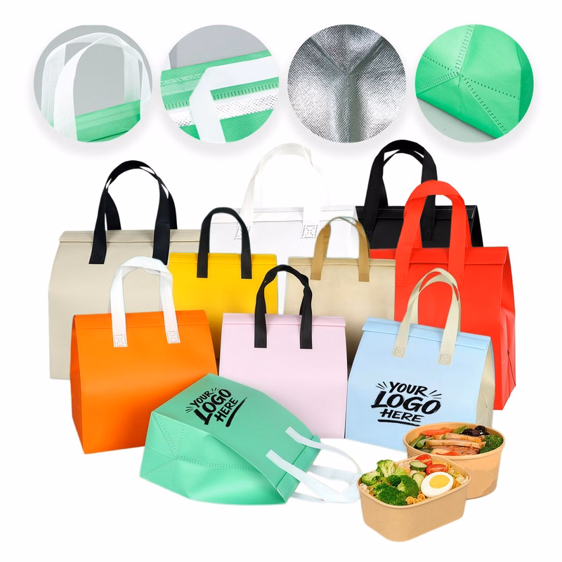 Foil Insulated Lunch Bag Thermal Food Delivery Tote