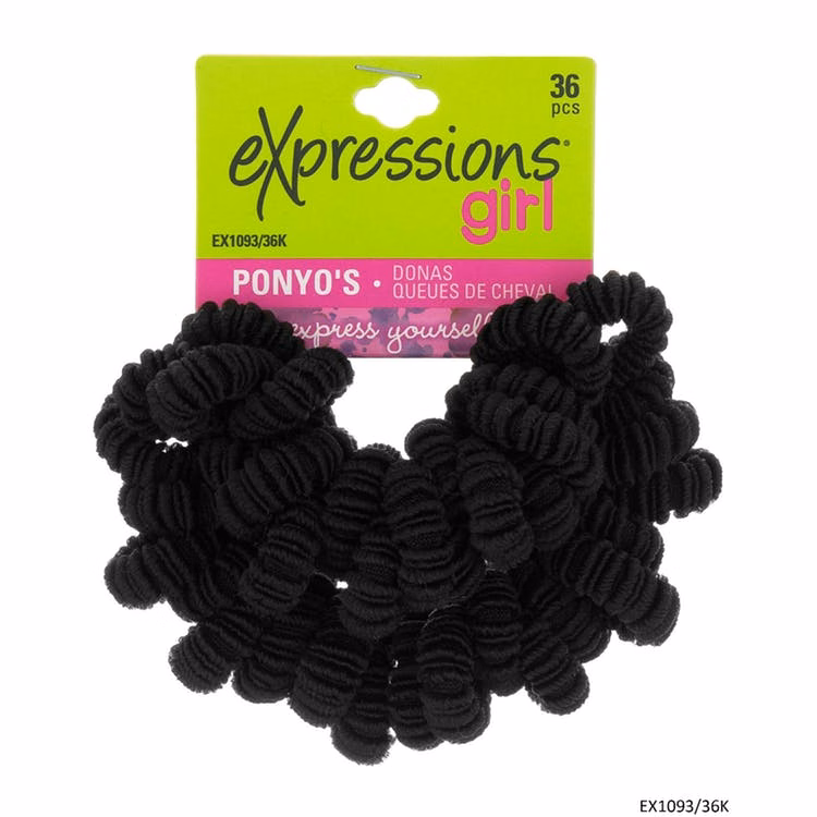 Ponytail Holders - Black 36 Pieces
