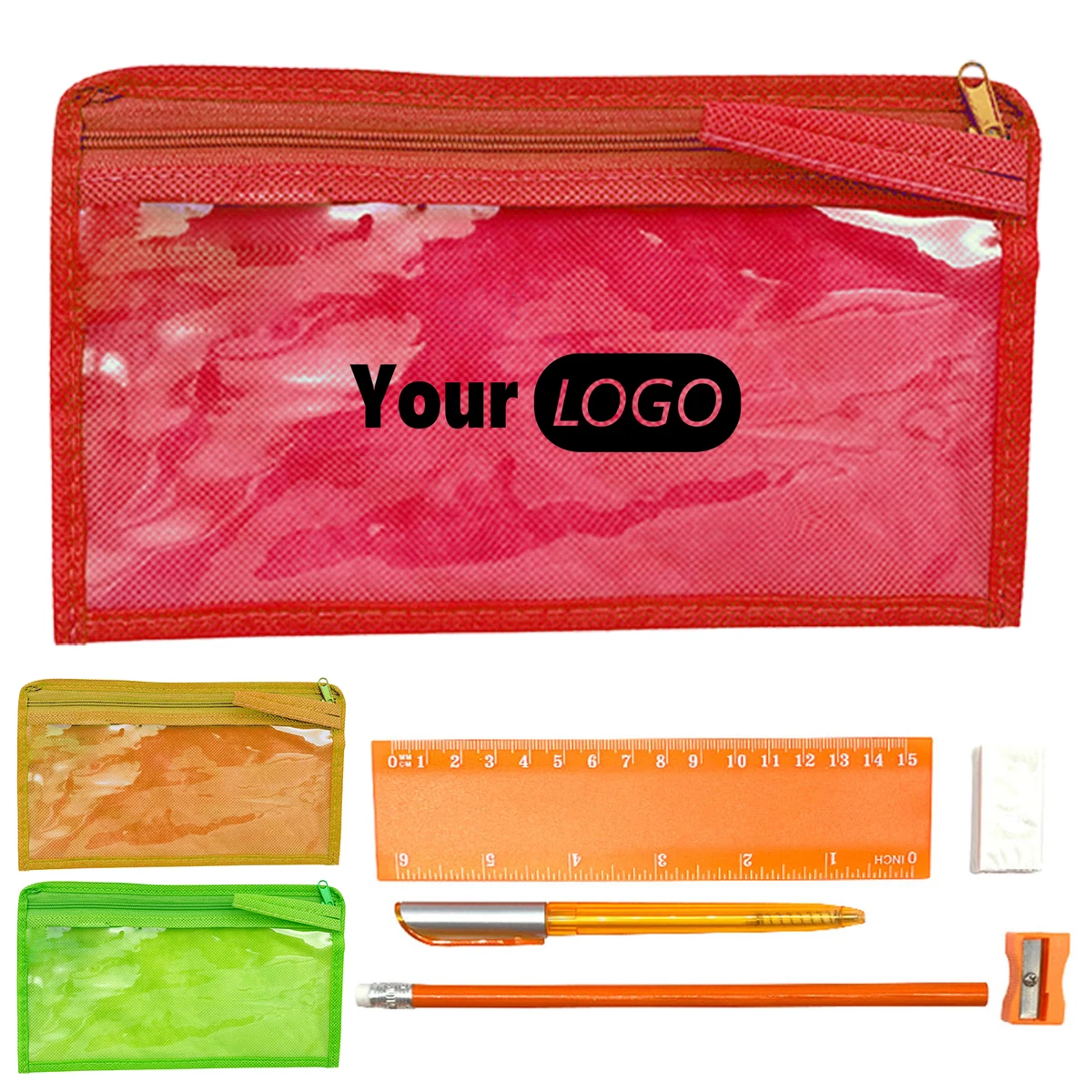 Tpr Transparent Stationery Pouch With Essential School Supplies 1