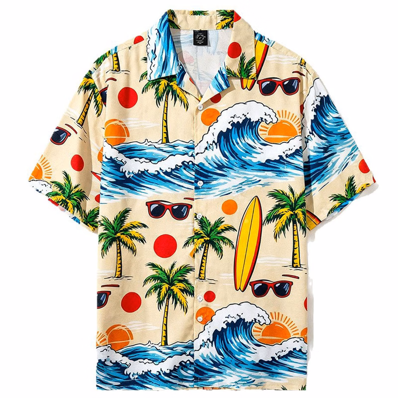 Custom Sublimation Printed Unisex Short Sleeve Hawaiian Shirts
