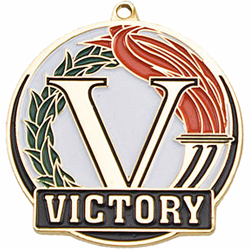 Stock Gold Enamel Sports Medals: Victory