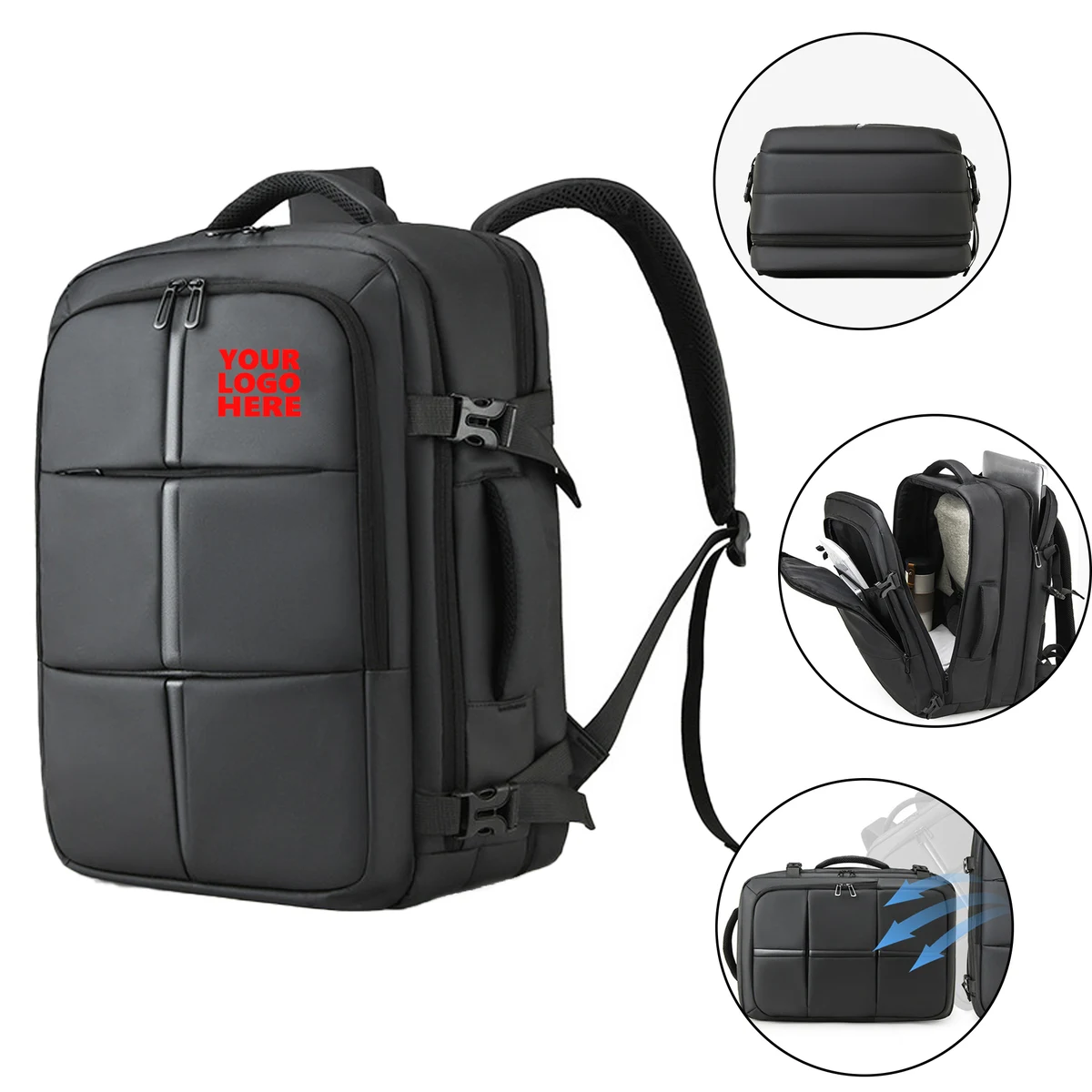 Expandable Business Travel Backpack with USB Charging Port 1
