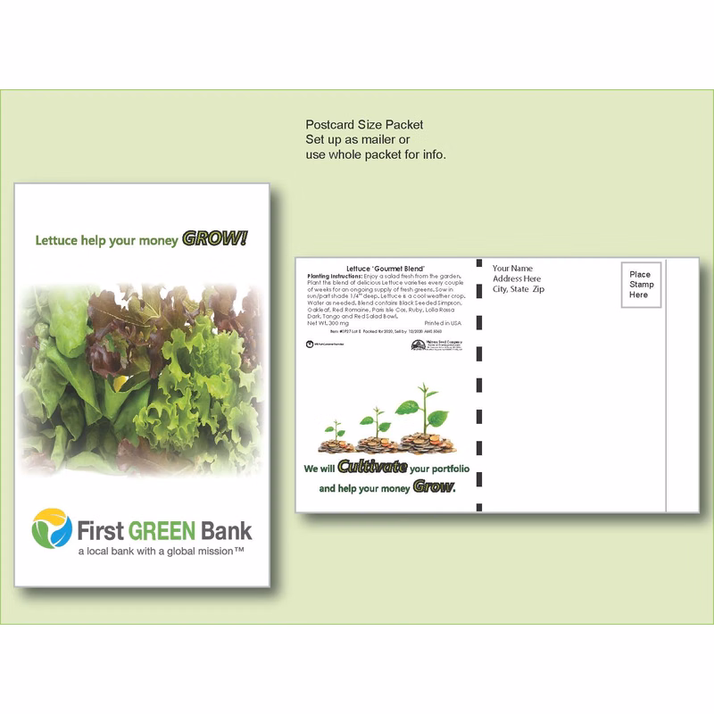 Lettuce 'Gourmet Blend' Seed Packet- Postcard Mailer Size 4" x 6.5"