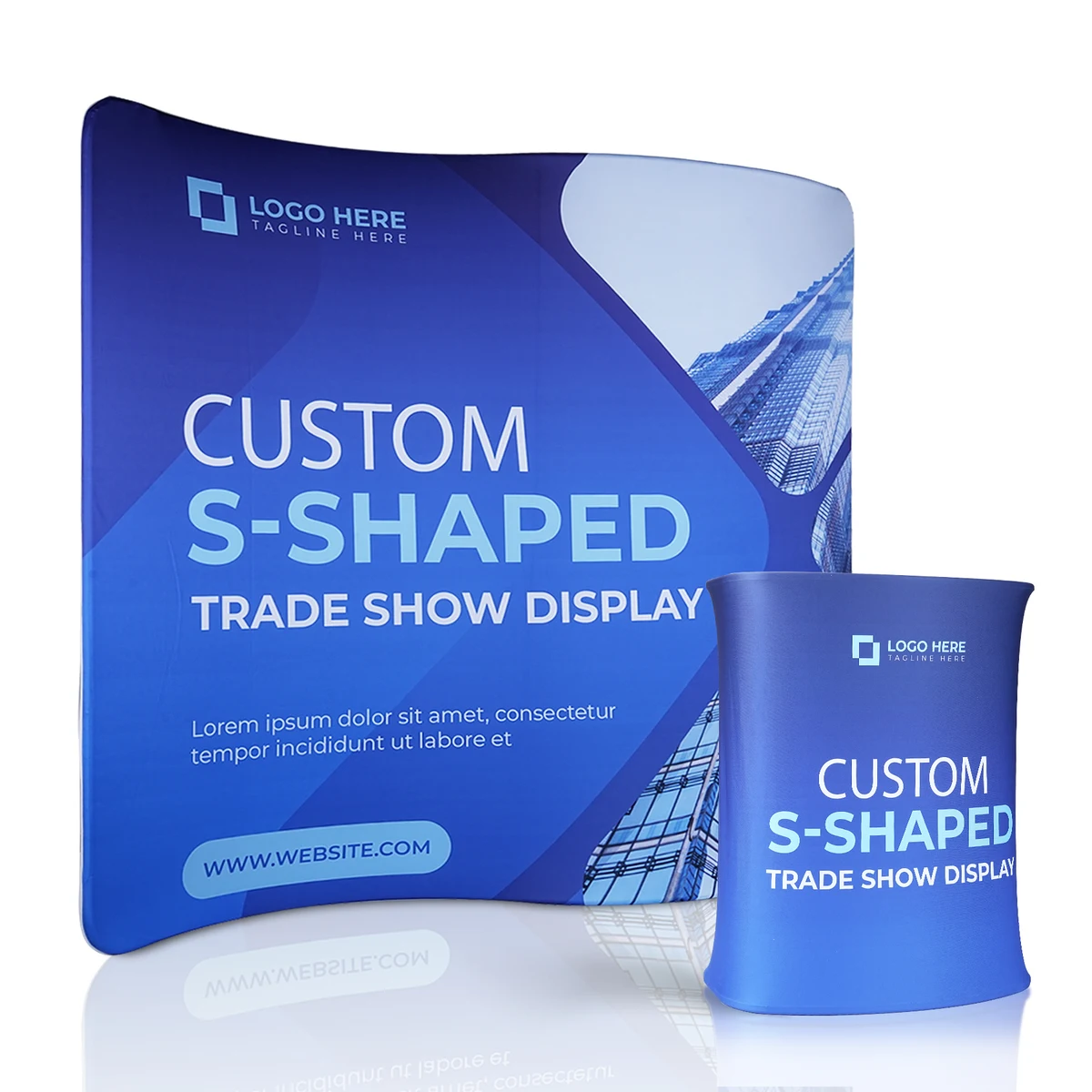10Ft Trade Show Display Kit With S-Shaped Backdrop & Counter 1