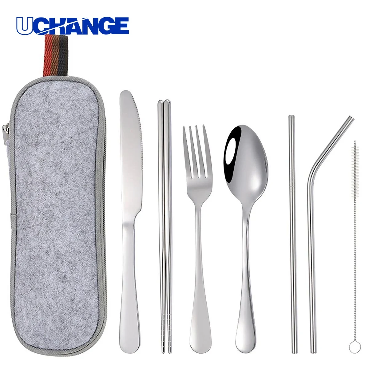 Portable 8-Piece Stainless Steel Tableware Travel Set 1