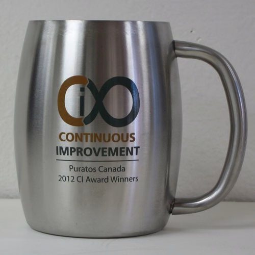 14 Oz. Double Stainless Steel Beer/ Coffee Mug With Built In Handle
