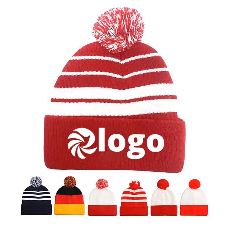 Jacquard Knitted Pom Beanie Hat