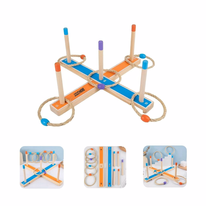 Customizable Focus-Training Wooden Ring Toss Game for Toddlers