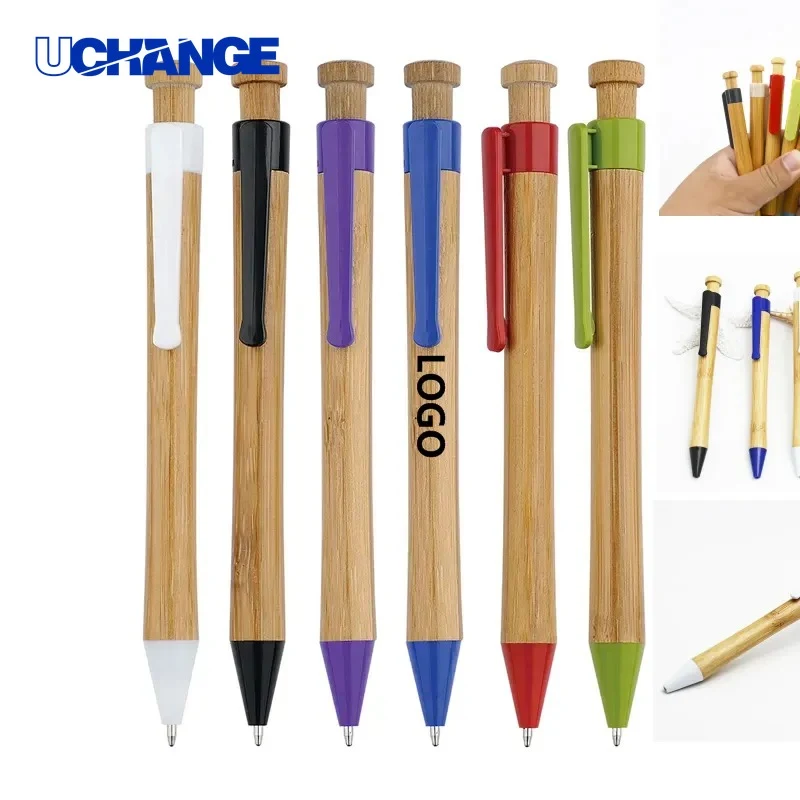 Camden Bamboo Wheat Straw Eco Retractable Pen for Sustainable Branding, custom pen with logo imprint 1