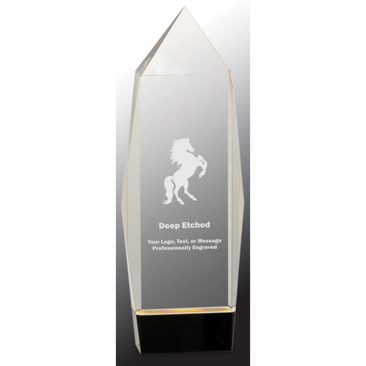 10" Clear Crystal Facet Rectangle Award on Black Base 1
