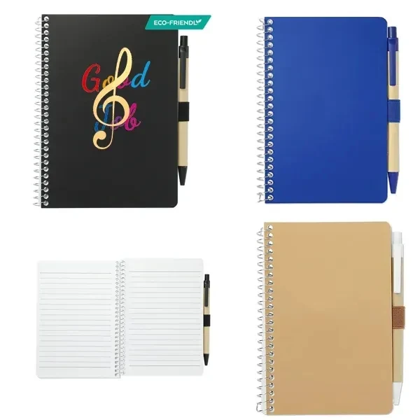 Custom Recycled Paper Notebook with Built-In Pen — Eco-Friendly Desk Giveaway 1