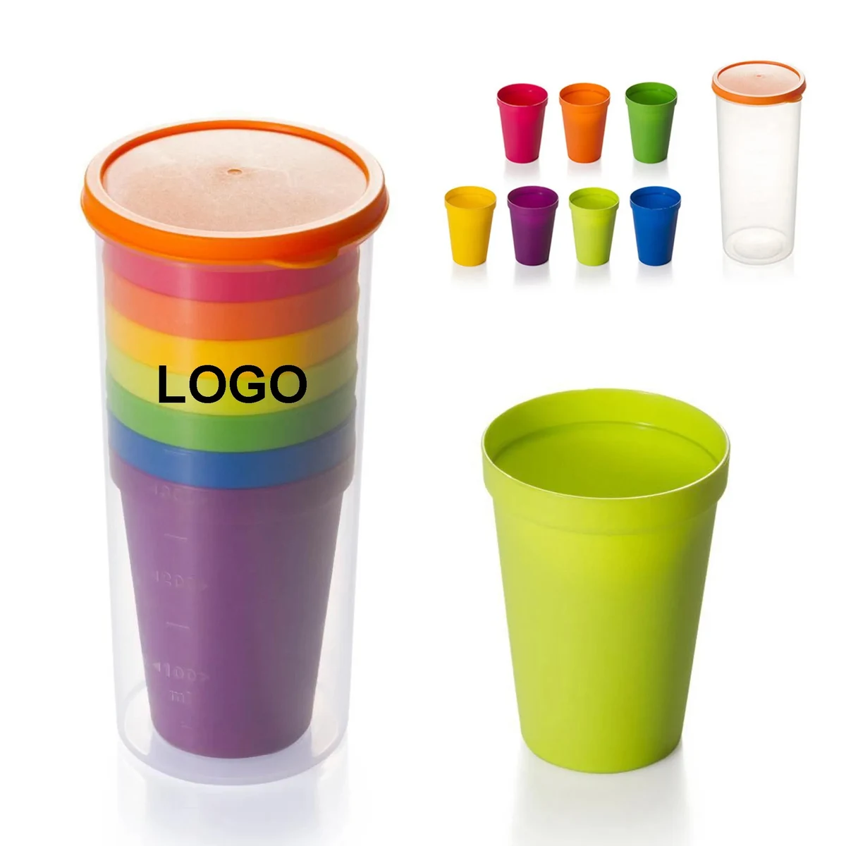 Colorful Kids Plastic Cups Set of 8 1