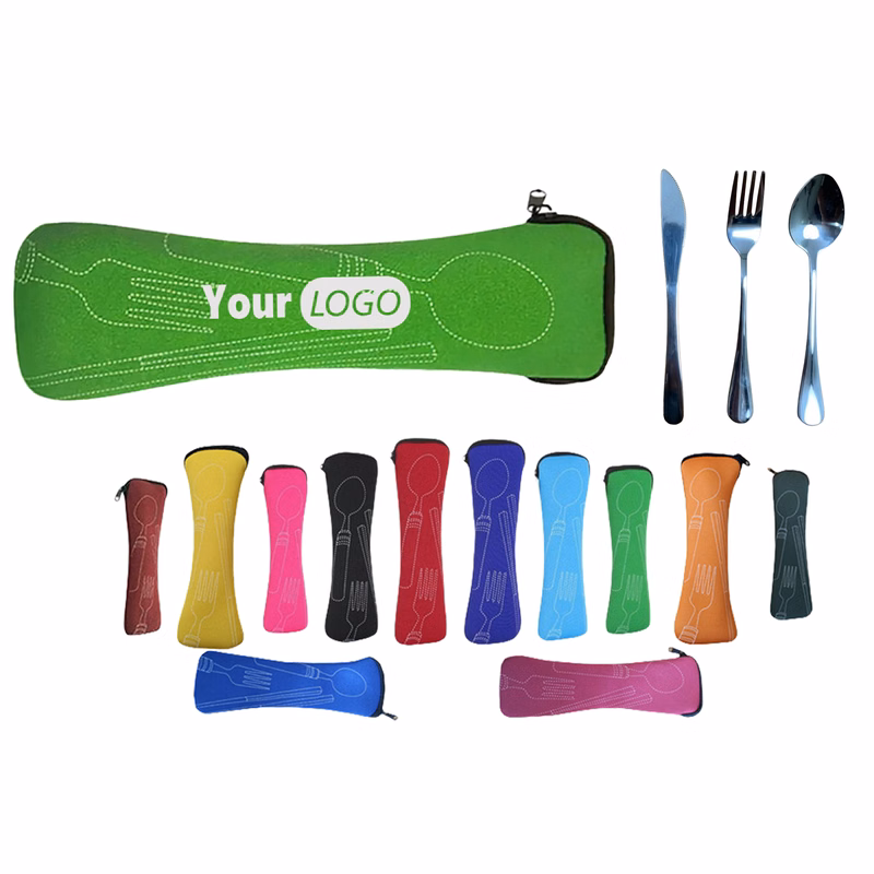 Reusable Stainless Steel Knife Fork Spoon Portable Bag Travel Cutlery Sets