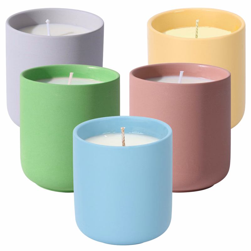 Matt Ceramic Candle Cup With Cover Set