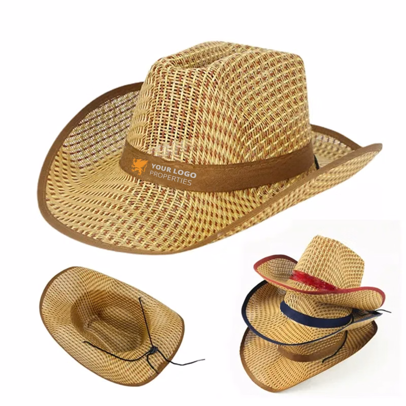 Adult Western Straw Cowboy Hat With Hatband