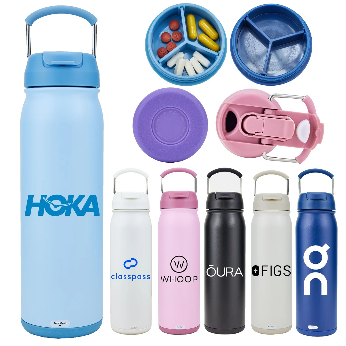 Nomad 24 Oz. Double walled Vacuum Insulated Bottle with Handle, Bottom Storage, & Dual-Use Lid 1