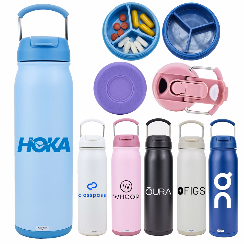 Nomad 24 Oz. Double walled Vacuum Insulated Bottle with Handle, Bottom Storage, & Dual-Use Lid