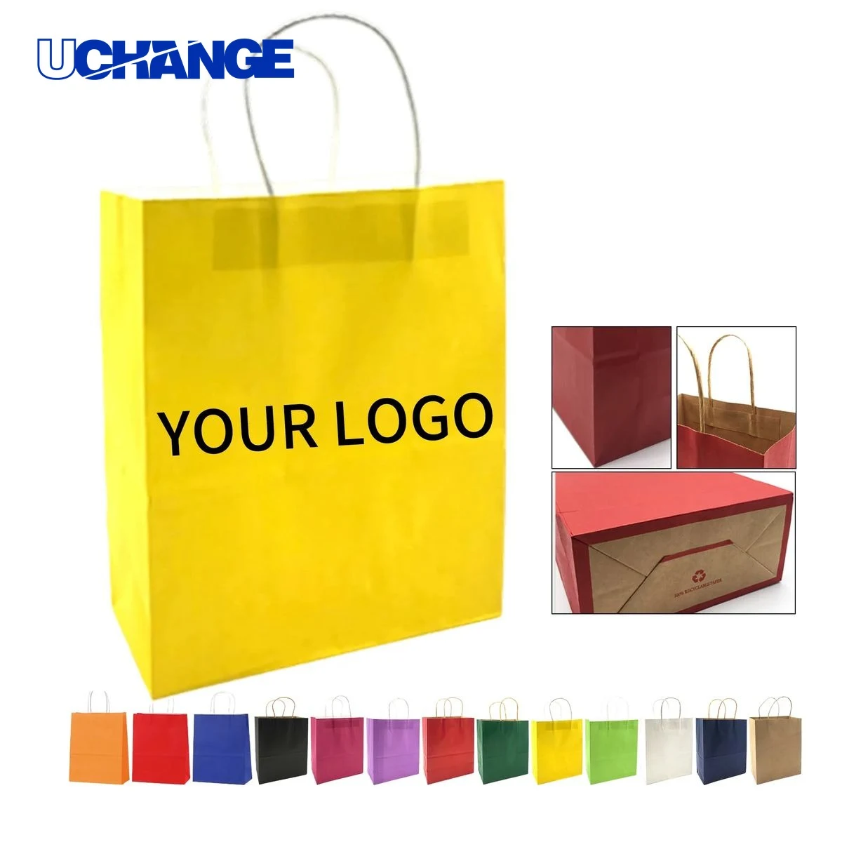 Colored Kraft Paper Tote Bag 4.7 x 2.4 x 6.3 Inches 1