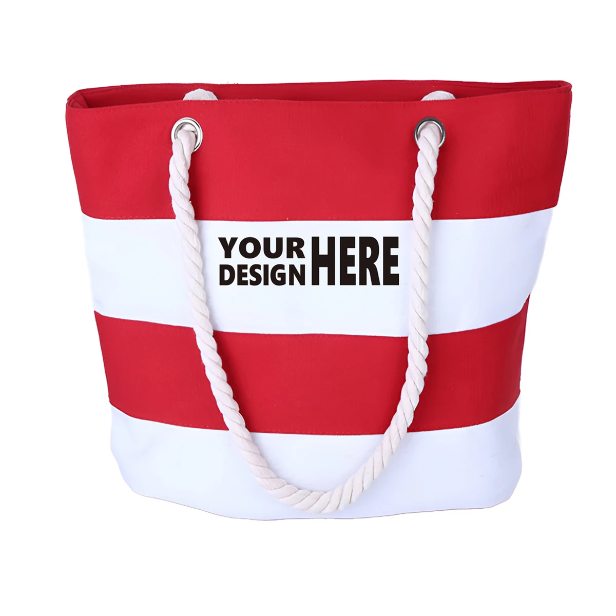MOQ50 Custom Canvas Beach Tote Bag With Stripes, custom tote bag with logo imprint 1