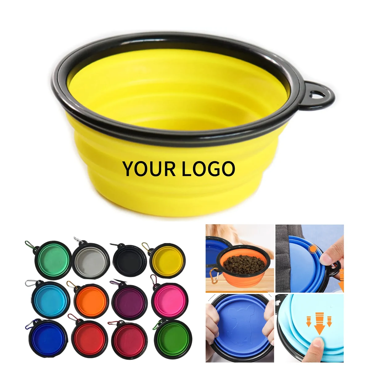 12oz Folding Dog Bowl with Logo 1