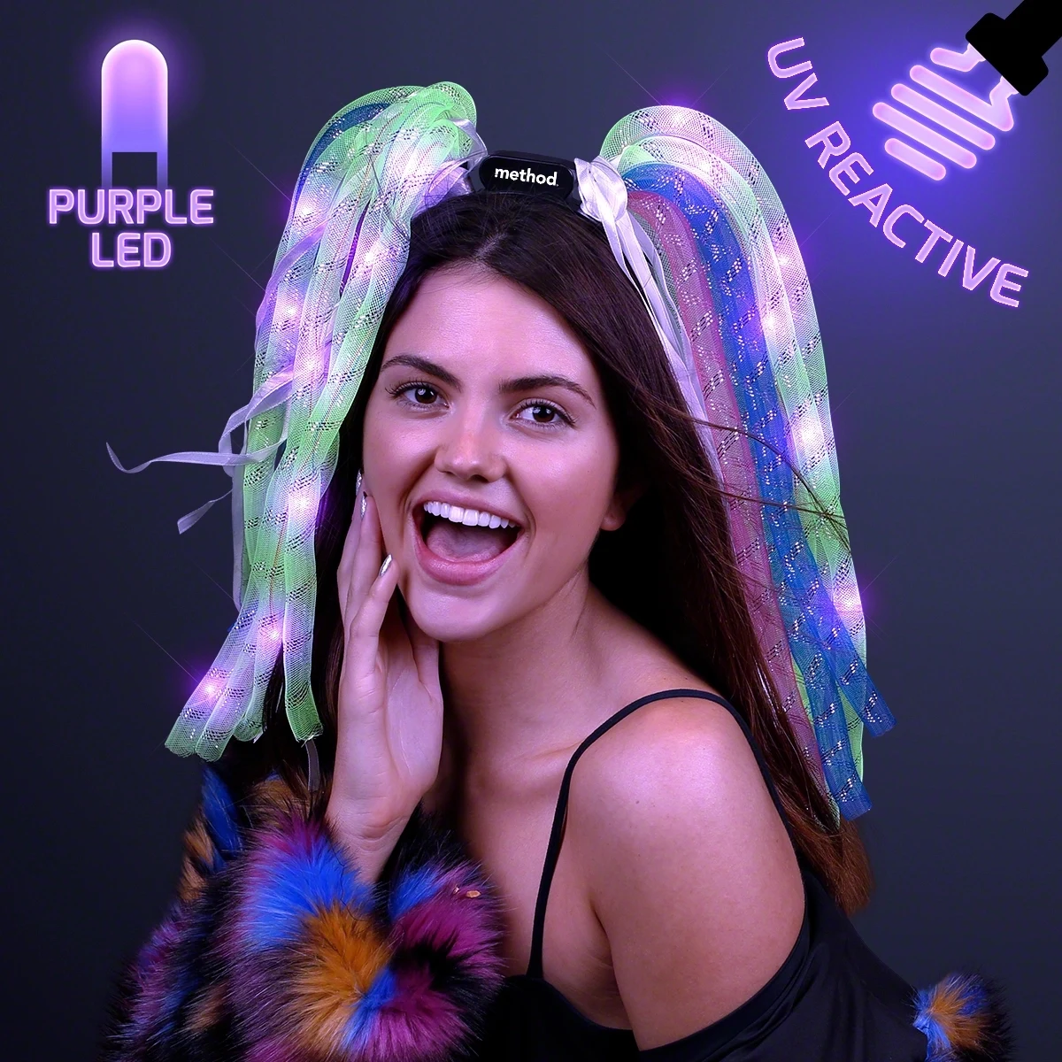Neon Rave Noodle Hair Headband with LED's 1