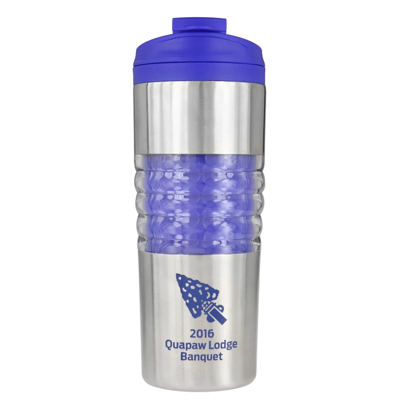 16 Oz. Atlantis Double Wall Stainless Steel Tumbler (Blue/Silver) 1