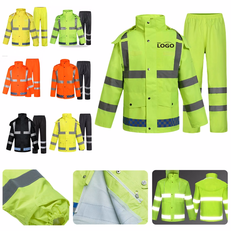 High Visibility Safety Raincoat Suit