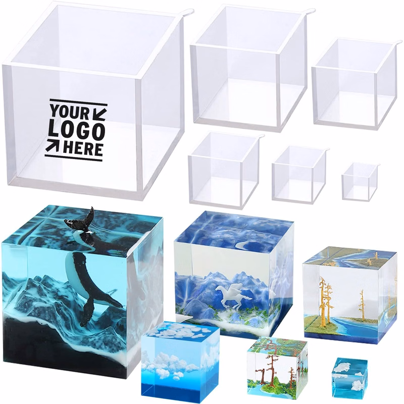 6 Pcs Clear Silicone Cube Molds