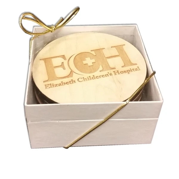 Laser Etched Birch Wood Coaster Set of 4 1