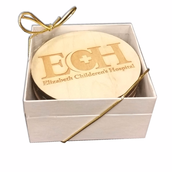 Laser Etched Birch Wood Coaster Set of 4