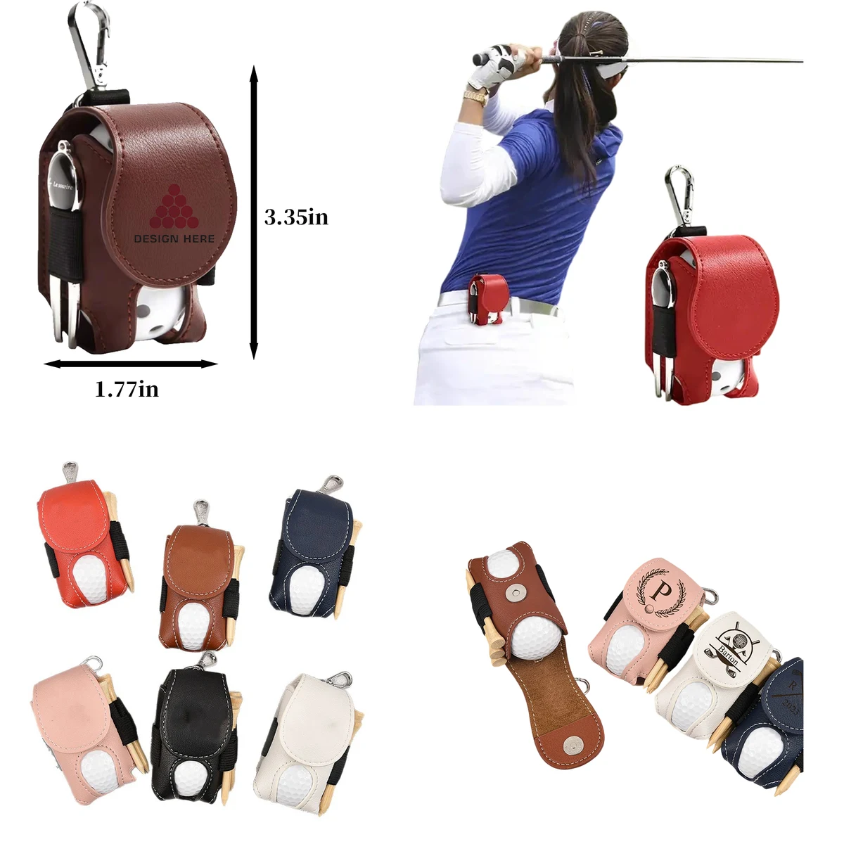 Portable Leather Belt Golf Ball Bag 1