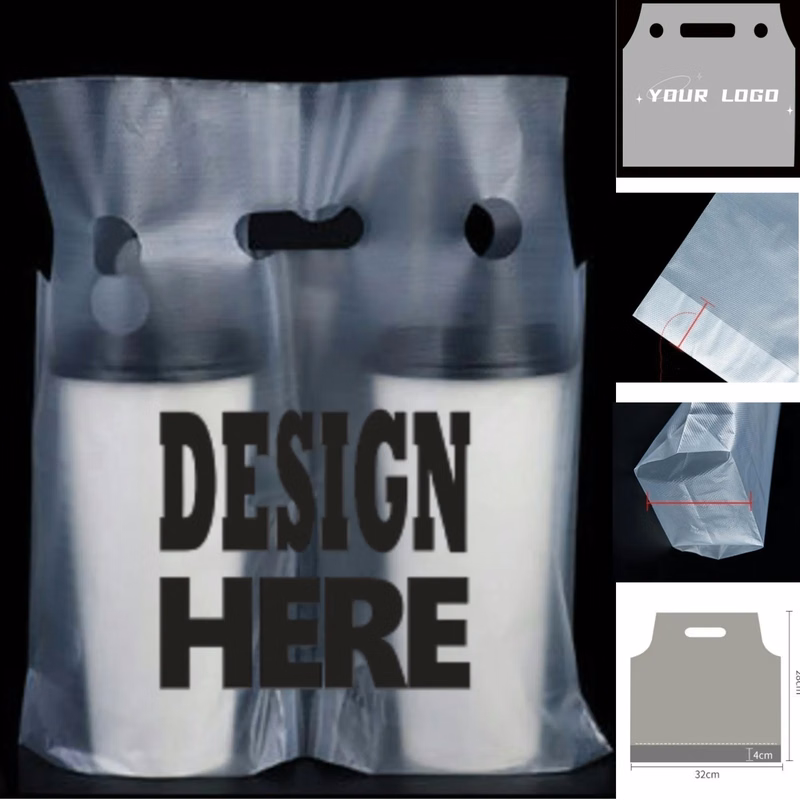 Clear double-cup plastic Bag with Handle